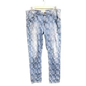 Current Elliott Jeans Checkered Faux Patchwork Denim Fling Boyfriend Loose 29